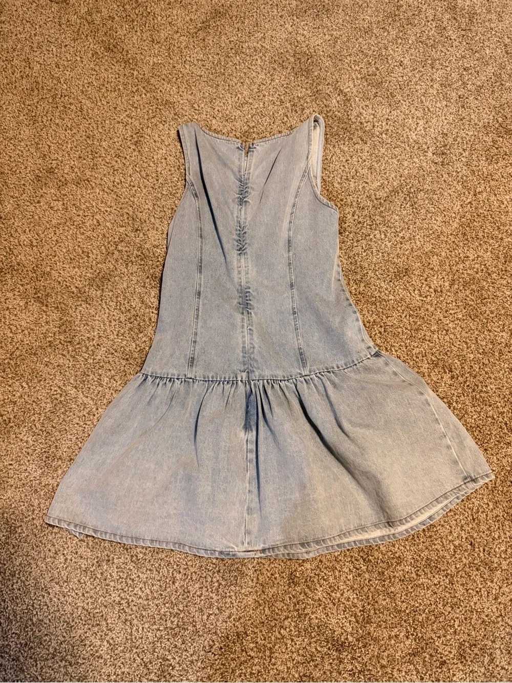 Le Lis Light Blue Denim Tiered Dress